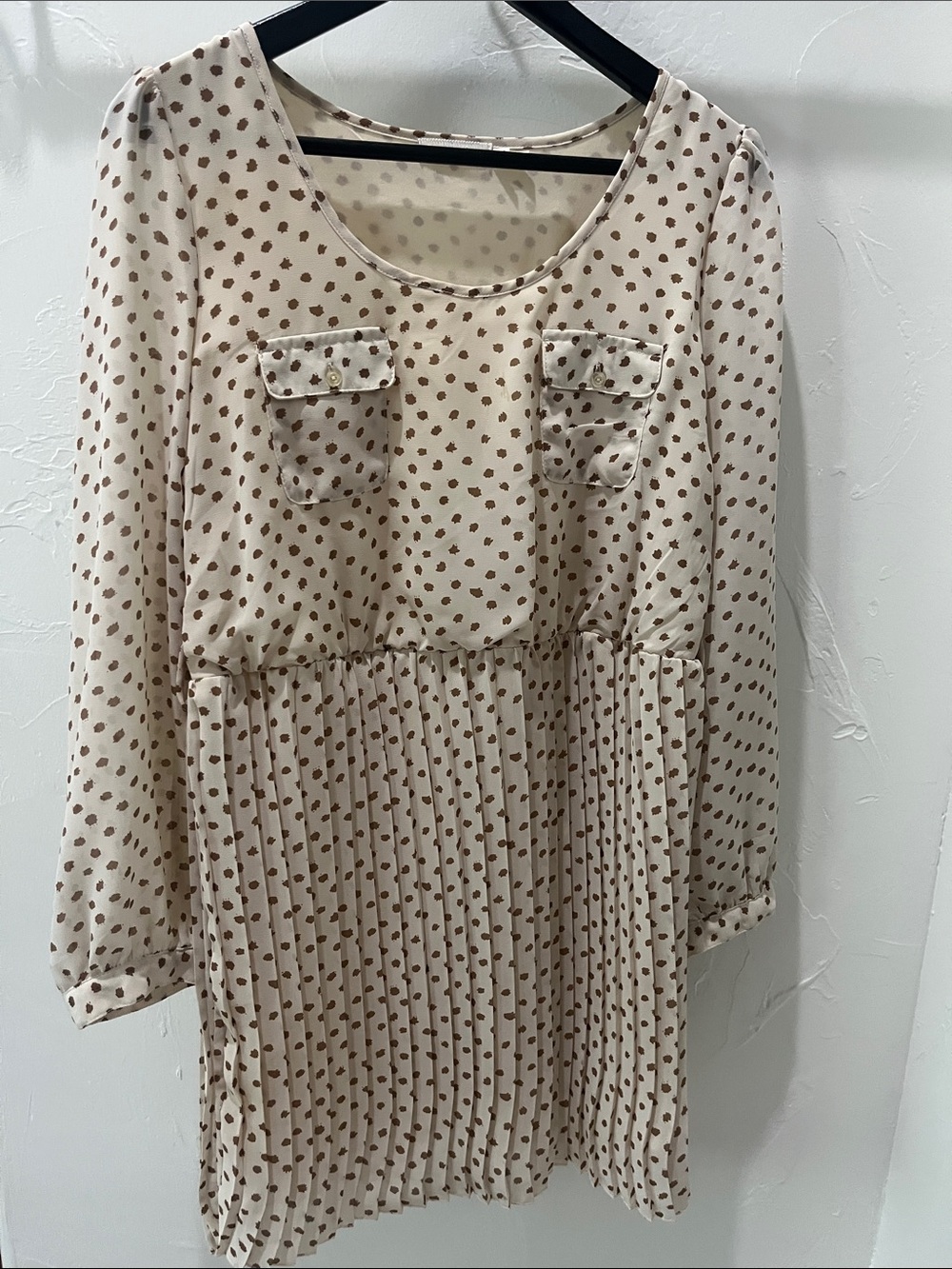 Blu Pepper Cream Dress with Brown Polka Dots